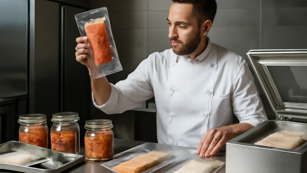 Ostriche confezionate in cucina prima della preparazione