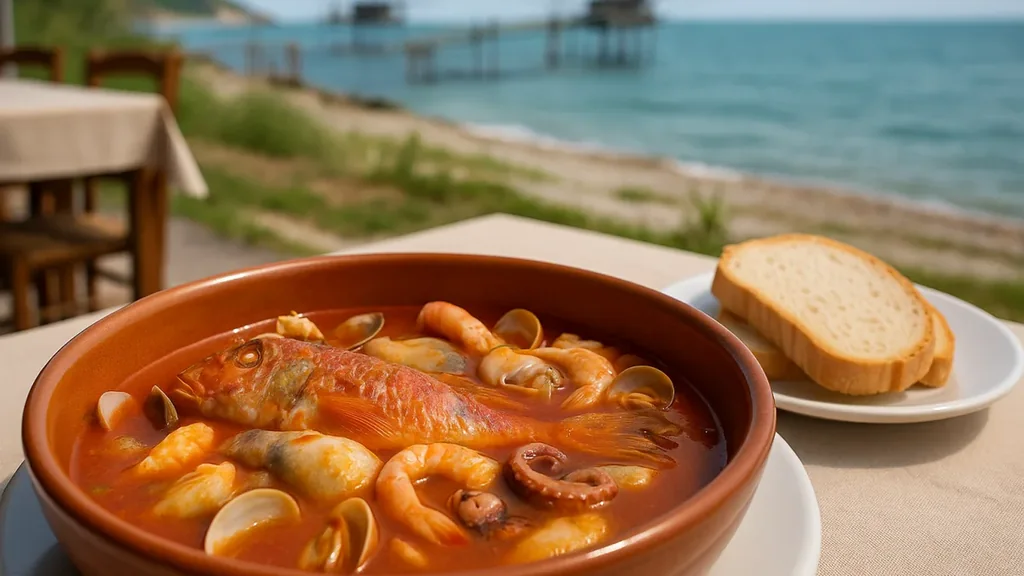 Seppia dorata sulla piastra accanto a seppie cotte in umido in casseruola