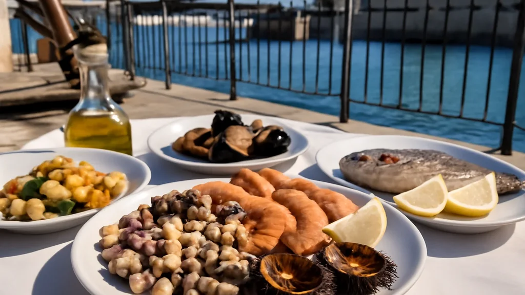 Selezione di pesce crudo, crostacei e molluschi serviti separatamente al ristorante